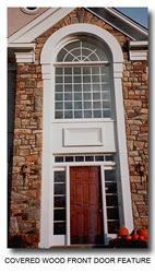 picture of a covered wood front door feature