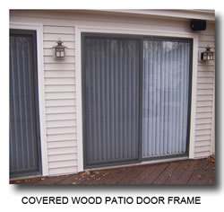 picture of a covered wood patio door frame