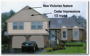 The 'concept drawing' picture, showing a house with renovated Certainteed vinyl siding