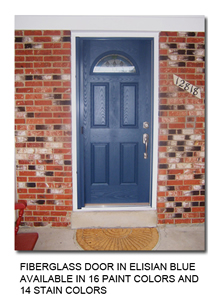 Picture of a Fiberglass door in Elisian blue available in 16 paint colors and 14 stain colors