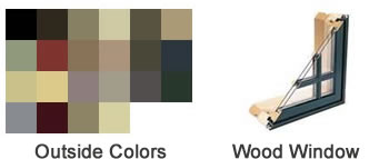 picture showcasing different wood windows and different color for window finishes